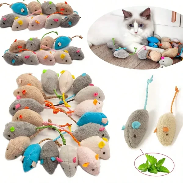 1-10 Pieces Rattle Set Cat Mouse Toys