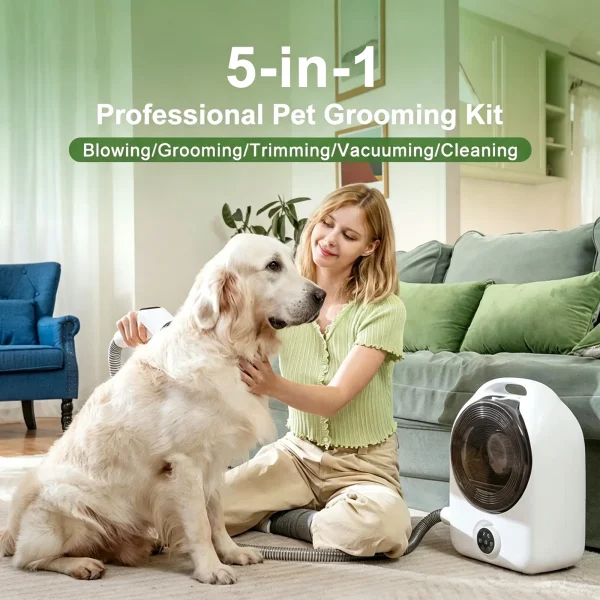 5-in-1 Pet Grooming Kit Professional Dog/Cat Hair Clipper Vacuum/Dryer with Multi Tools