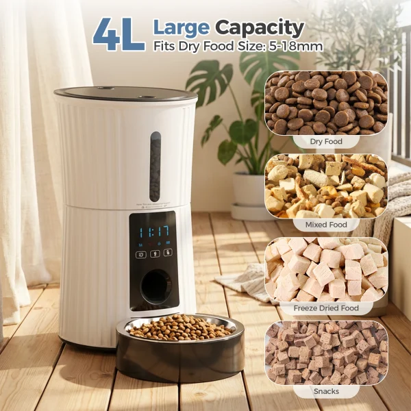 JHK 4L Automatic Cat Feeder WiFi Timed Cat Food Dispenser