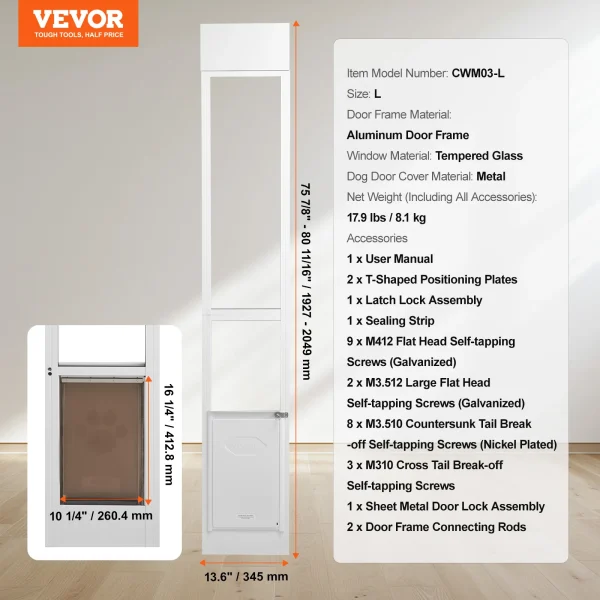 Sliding Glass Adjustable Height Doggy Door