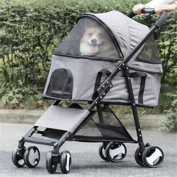 BingoPaw Dog/Cat Stroller-Foldable-4 Wheels & Rain Cover