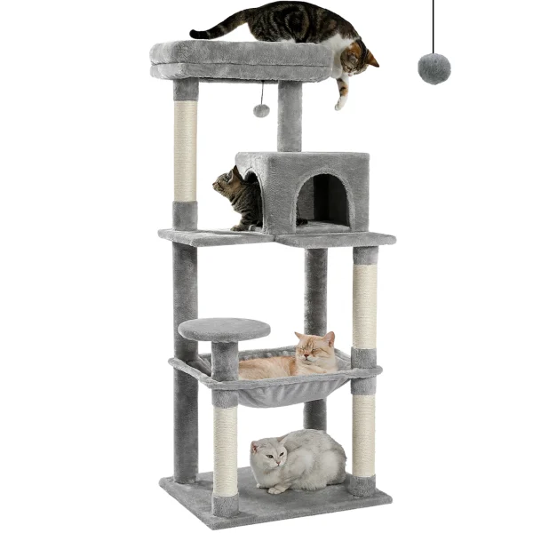 5-Level Cat Tower, Large Hammock, Scratching Posts, Condo w/top Perch